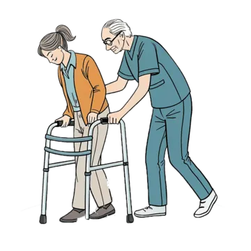 Nurse assisting elderly patient
